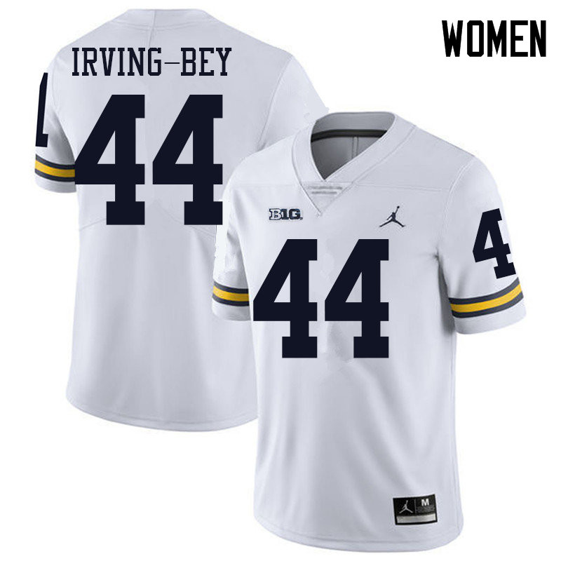 Jordan Brand Women #44 Deron Irving-Bey Michigan Wolverines College Football Jerseys Sale-White